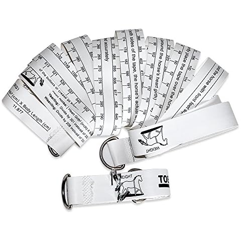 WIN TAPE Horse Weight Tape Measure Horse and Pony Height/Weight Tape - Weight in Kilograms/Pounds & Height in Hands/Centimeters (White) Cover