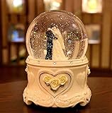Fytoo Ceramic Wedding Crystal Ball Music Box for Wedding Anniversary/Anniversary/Wedding Gift (Pearl White)