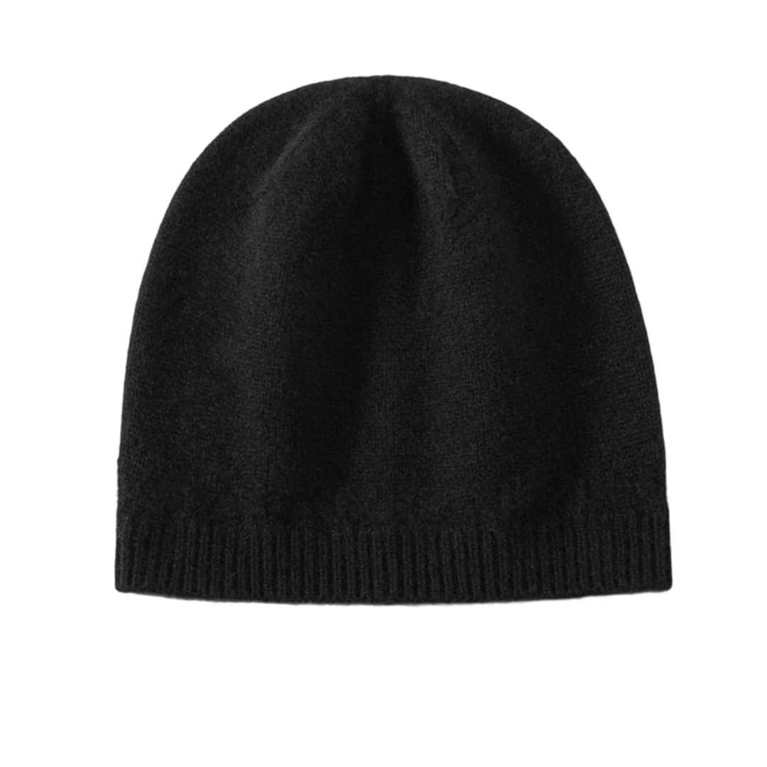 Bonnet tricoté en laine mélangée premium, la douceur du noir classique pour l'hiver