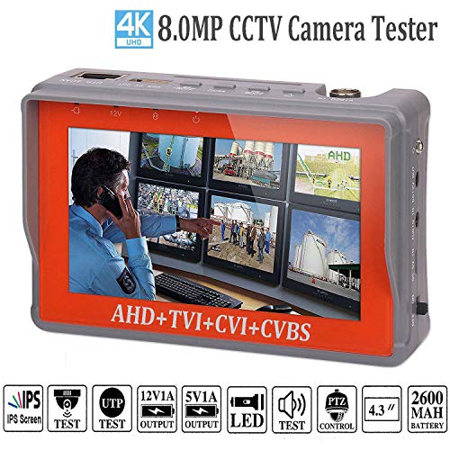 4 in 1 CCTV Tester for 1080P/3.0mp/4mp/5mp/8.0 Megapixel AHD, TVI, CVI, CVBS Analog