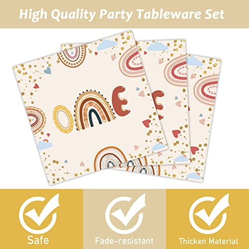 Gisgfim 96 Pcs Boho Rainbow Party Plates And Napkins Party Supplies Boho Rainbow 1St Birthday Party Tableware Set Boho One Party Decorations Favors For Baby Girls Boys Birthday Baby Shower Serves 24 #TOP2