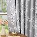 FMFUNCTEX 100% Blackout Floral Curtains for Bedroom, Grey Curtains 84 inches Long Blossom Flower Patterned for Living Room,Thermal Insulated Farmhouse Drapes, Grommet Top 2 Panels (White on Grey)