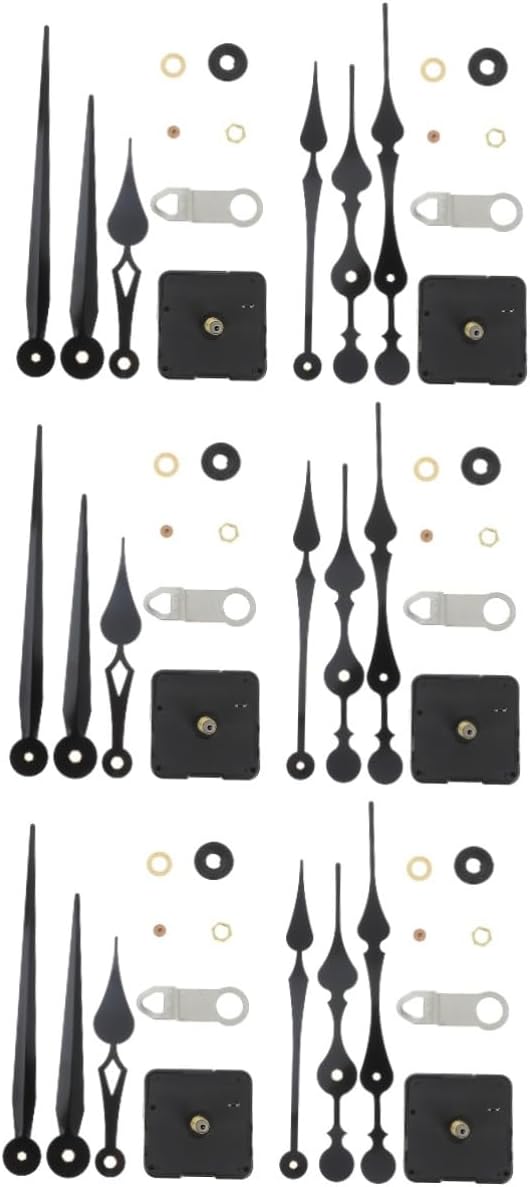 Lurrose 6sets Silent Quartz Clock Mechanism Easy to Install Clock Movement Suitable for Home Office Decor