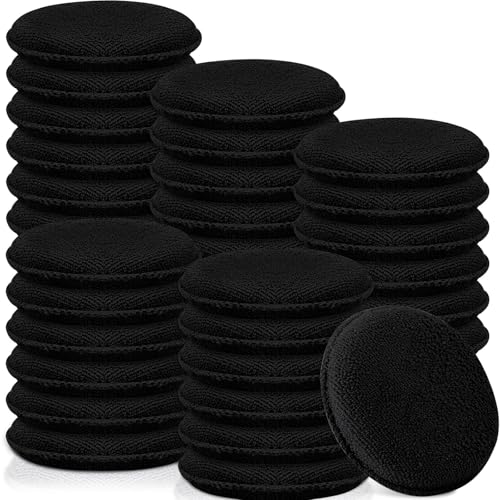 Image of Tanlade 50 Pcs Car Detailing Microfiber Applicator Pad Wax Applicator Wash Microfiber Pads, 5 Inch Diameter (Black)