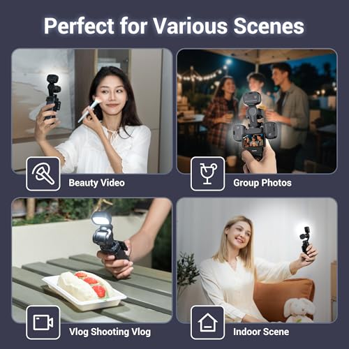 Image of JJC Xtra Muse LED Light Compatible with DJI Osmo Pocket 3, Type-C Rechargeable Mini Video Light, 3 Color Modes /Brightness Adjustable for Pocket3 Selfie Vlog Recording, Lightweight Magnetic