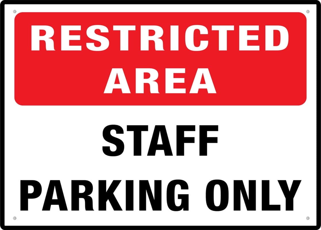 Restricted Area Staff Parking Only Creative Funny Novelty Decorate Home Garden Cafes Offices Shops Bars Clubs Gift Plaque Tin Sign 8x12 Inch