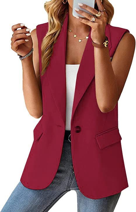 utcoco Women's Casual Business Blazer Vest Sleeveless Open Front Blazer Waistcoat with Pockets - Image 5