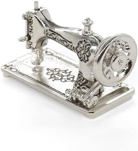 Miniatura 2 de Odoria 112 máquina de coser en miniatura accesorios de decoración de casa de muñecas, plata