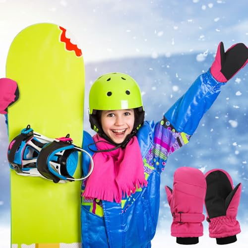 Image of Geyoga 4 Pairs Kids Mittens Waterproof Ski Gloves Boys Girl Warm Snow Winter Mittens for Kids Toddler Outdoor Activities