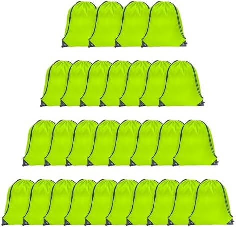 GoodtoU 28 Pcs Drawstring Backpack Cinch Bags Drawstring Bags Bulk String Backpack Sport Bag Nylon Draw String, (Green,28 Pcs)