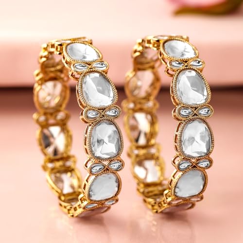 Image of Rubans Bangles Set of 2 Cubic Zirconia Ethnic Stylish Jewellery Gift for Women & Girls