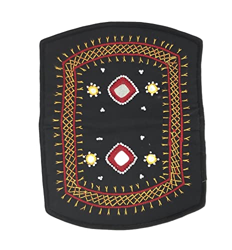 Image of SriShopify Handmade Traditional Mirror Work Purse for Ladies Floral Embroidery Wallet for Women Wedding Gift Items (7.5 Inch, Black Clutch)