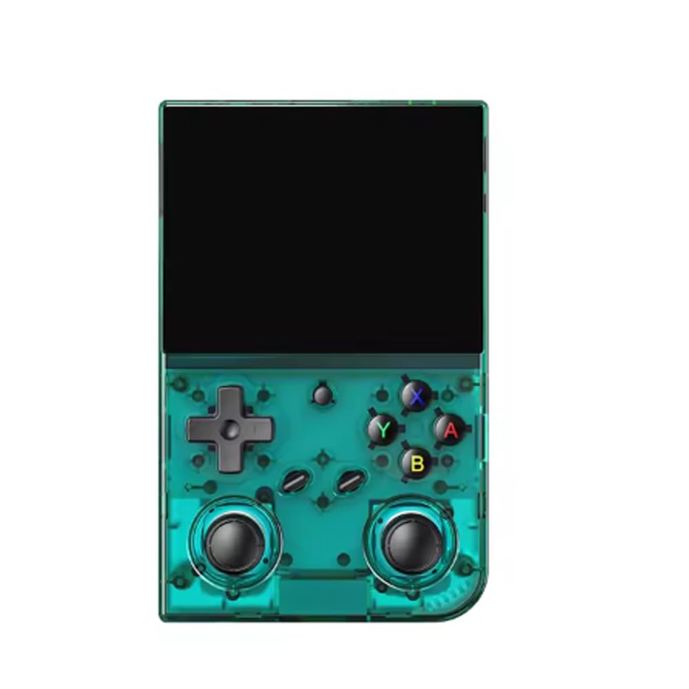 RG35XX Pro Retro-Handheld-Spielkonsole mit 64 GB TF-Karte, 8,9 cm (3,5 Zoll) IPS-HD-Bildschirm, Linux 64-Bit RG 35XXPRO Videospiel-Player (transparent, blaugrün)