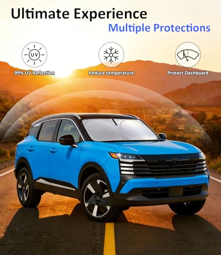 Image of Windshield Sun Shade for 2025 2026 Nissan Kicks Accessories | Car Front Window Sun Visor & Heat Shield | 240T Sunshade Protection Blocks UV Rays Keep Your Car Cooler