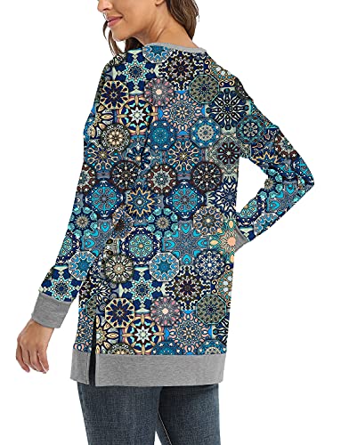 BETTE BOUTIK Women's Drop Long Sleeve Sweatshirts Casual Crewneck Tunic Tops Sweartshirts With Side Slits S-3XL