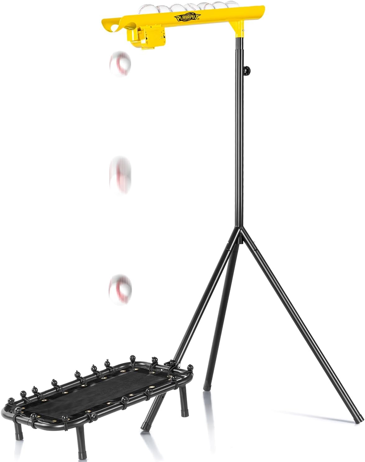 Baseball Soft Toss with Rebound Mesh Net - Hold Up 8 Balls Electric Baseball Training Equipment, Adjustable Height & Speed 6/8/10S Pitching Machine for Coaches & Players,Portable Carry Bag