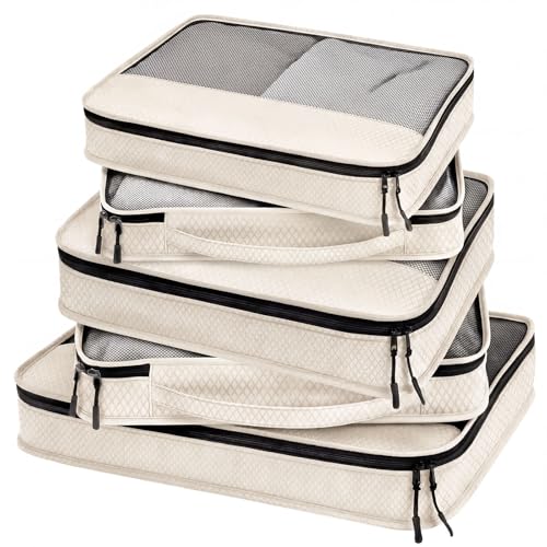 Bulyoou Packing Cubes for Suitcase Large Organizer Bags,Mixed,Khaki