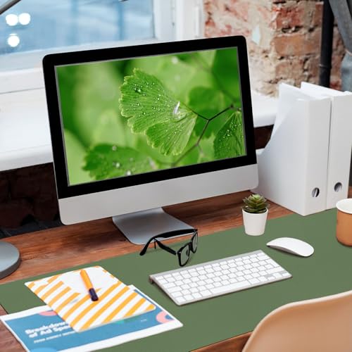 Image of Bloss Green Desk Mat, Desk Matt for Desktop, Large Leather Desk Pad, Desk Pad Mat Waterproof, Computer Mat for Office /Home /Decor /Desk Protector(31.5 x 15.7 Inches)