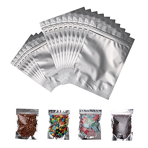 Weeko Resealable Mylar Ziplock Food Storage Bags/smell proof bag for coffee bean and Bulk Food Self Sealing Storage Supplies (7.87x11.81" Pack of 50)