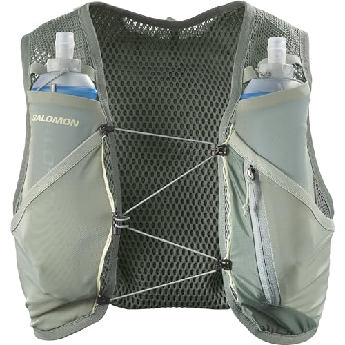 Salomon Active Skin 4 Unisex Running Hydration Vest Hiking Trail With Flasks Included, Precision Fit, 4L, and Optimized Storage