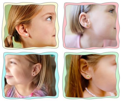 Image of koutey Stick On Earrings - Girls 3D Unicorn Sticker Earrings Self-Adhesive Glitter Craft Gem Stickers (Flower)