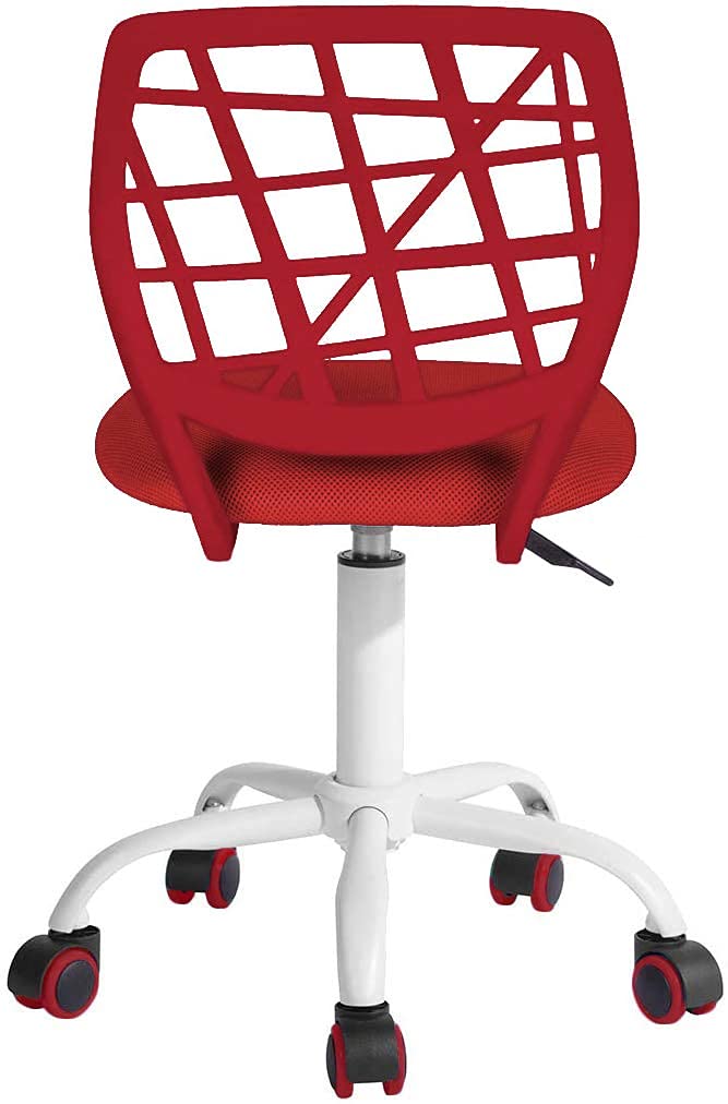 BELTOM® Silla de Escritorio para niñas Niños Youth. Silla ergonómica giratoria a 360°. Ajustable en Altura para el hogar y la Oficina. Sin apoyabrazos con Respaldo - Rojo