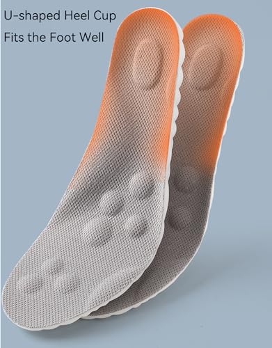 Image of 2 Pairs 4D Cloud Technology Insole - Super Soft Comfort Insoles, Soft Foot Protection Cloud Feeling Insole, U-Shape Memory Foam Insoles (Orange, Women: US 4-8.5)