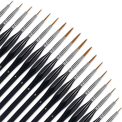 Pinceaux de Détail, Lot de 18 Pinceaux Fins Détail Pinceaux d'artiste Pinceaux d'art Professionnel pour Acrylique, Aquarelle, Huile, Miniature, Modèle, Ongles, Faciale Peinture