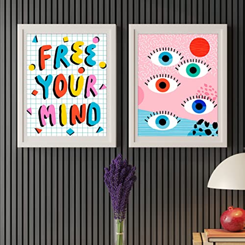 Image of PAINTINGMANTRA Good Free your Mind & Eye Art Posters For Room Decoration, Decorative Home Wall Decor Art Posters, Wall Art For Living Room (Set Of 2, 13x17 Inch)