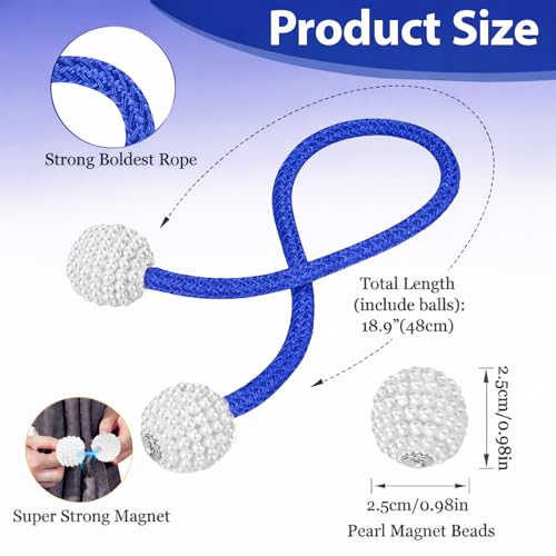 Image of 2Pack Magnetic Curtain Tiebacks, Curtain Tiebacks Buckles Holdbacks Holder Hooks Clip,Decorative Drape Handmade Curtain Tie Back(Sapphire Blue)