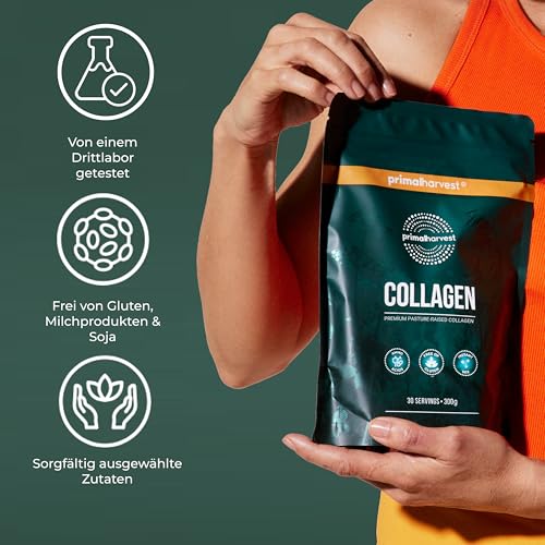 Primal Harvest Collagen Pulver Hochwertiges hydrolysiertes Kollagenpulver Typ I & III – 300 g – Geschmacksneutral – Kollagenpeptide (30 Portionen (2er Pack) 6