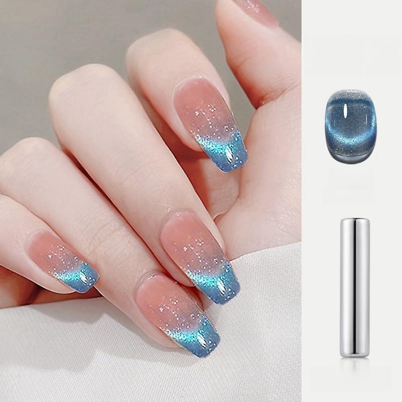 Cat Eye Gel Nail Polish Set with Magnetic Powder, 4 x 15ml Bottles, UV/LED Cured, Long-Lasting 4 Weeks, Stunning Magnetic Effects, DIY Manicure Kit, 06