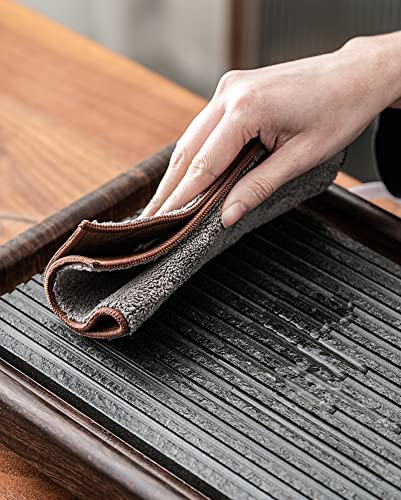 Chemin de table en cuir marron double face au design raffiné - 6