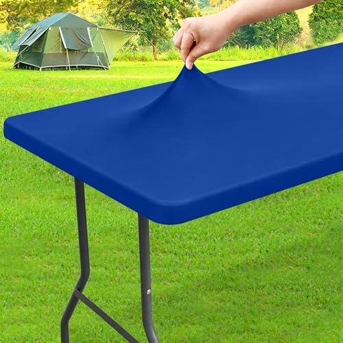 homing Blue Spandex Elastic Tablecloth for 8 Foot Rectangle Tables