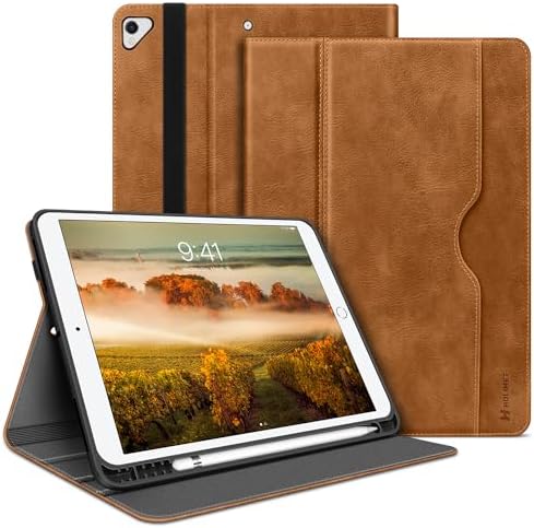 HOLIMET Cover per iPad Air 6 11 M2 2024, iPad Air 5./4. Generazione ( 2022/2020) 10.9 Pollici Cover con Pencil Holder, Custodia Auto Sveglia/Sonno Smart Folio Case, Supporto Multi-Angolo - Marrone