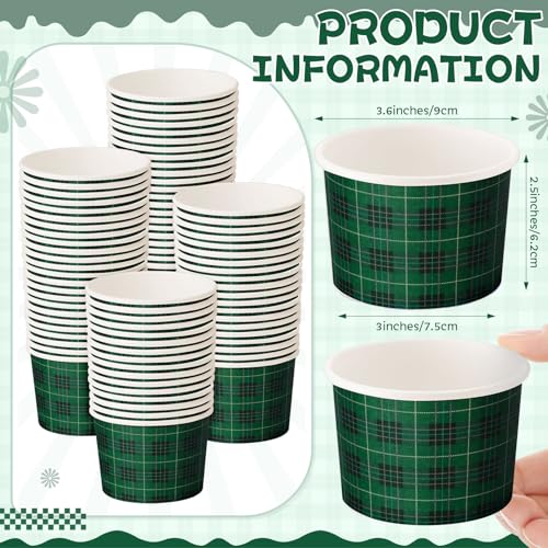 Image of Zopeal 50 Count Green and Black Checkered Ice Cream Cups 9 oz Race Car | Disposable Dessert Bowls, Paper Ice Cream Bowls, Birthday Party Supplies, Snack Cups Sundae Picnic Yogurt Bowls for Food