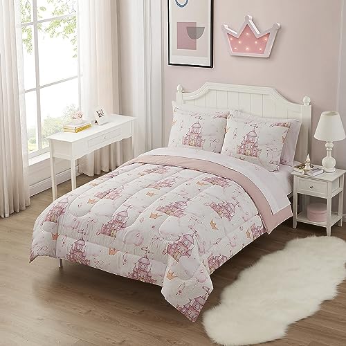Image of Kids Bedding Set Bed in a Bag for Boys and Girls Toddlers Printed Sheet Set and Comforter, Full, Fairytale Princess