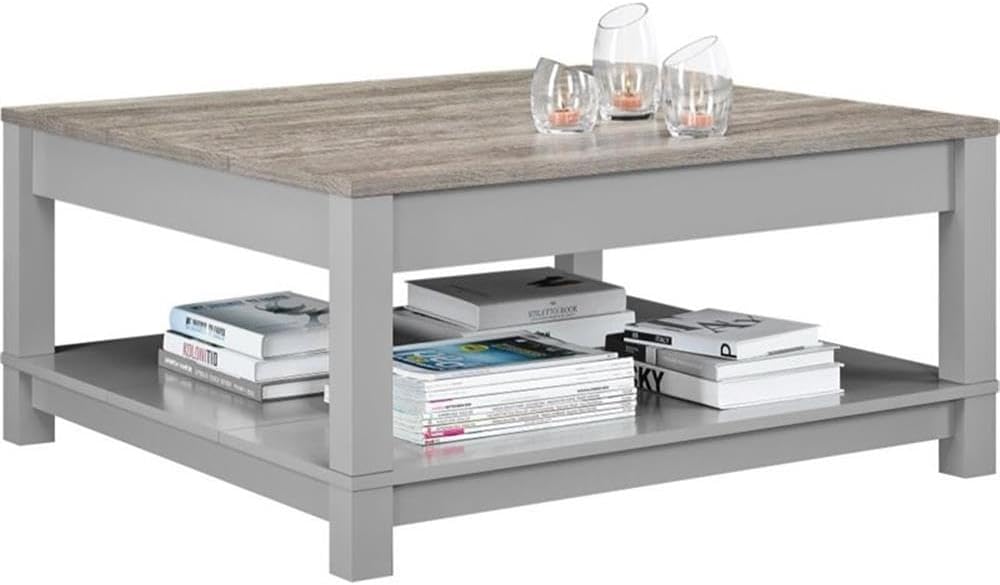 Ameriwood Home Carver Coffee Table, Gray Coffee Table Grey