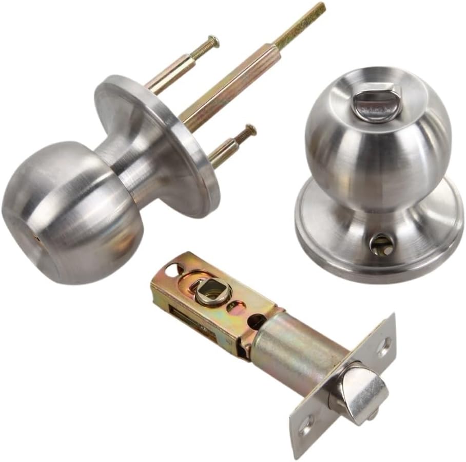 Rotation Round Door Knob Handle Stainless Steel Entrance Passage Locks with Kep Sets for Bedroom Living Room