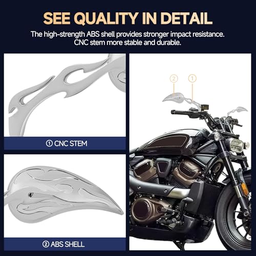 Image of Motorcycle Mirrors for Handlebars - Chrome CNC Adjustable Motorcycle Rearview Mirrors for Harley Street Glide Electra Glide Sportster XL 883 1200 Road King V-Rod Softail Dyna 1982-2024