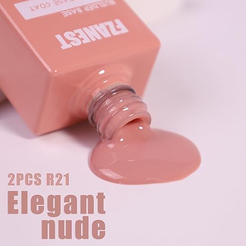 Miniatura 2 de FZANEST Gel constructor de base de goma para uñas, juego de 2 piezas, color base, color nude, gel para uñas, fortalecer las uñas delgadas y