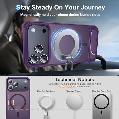 Support magnétique iPhone 17 Pro Max antichoc avec béquille MagSafe violet - 5