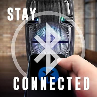 QFX PBX-616SM 15 Bluetooth Rechargeable Speaker with LED Lights, Mic and Stand, Black