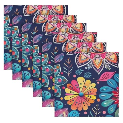 Servilletas de Tela Boho Multicolor Mandala Floral Pack 6 miniatura 2