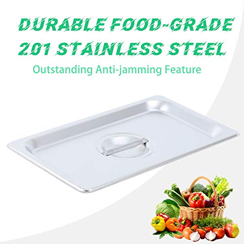 Aplancee 6Pcs Steam Table Pan Lid of Stainless Steel with Handle 1/3 Size for Food Cover