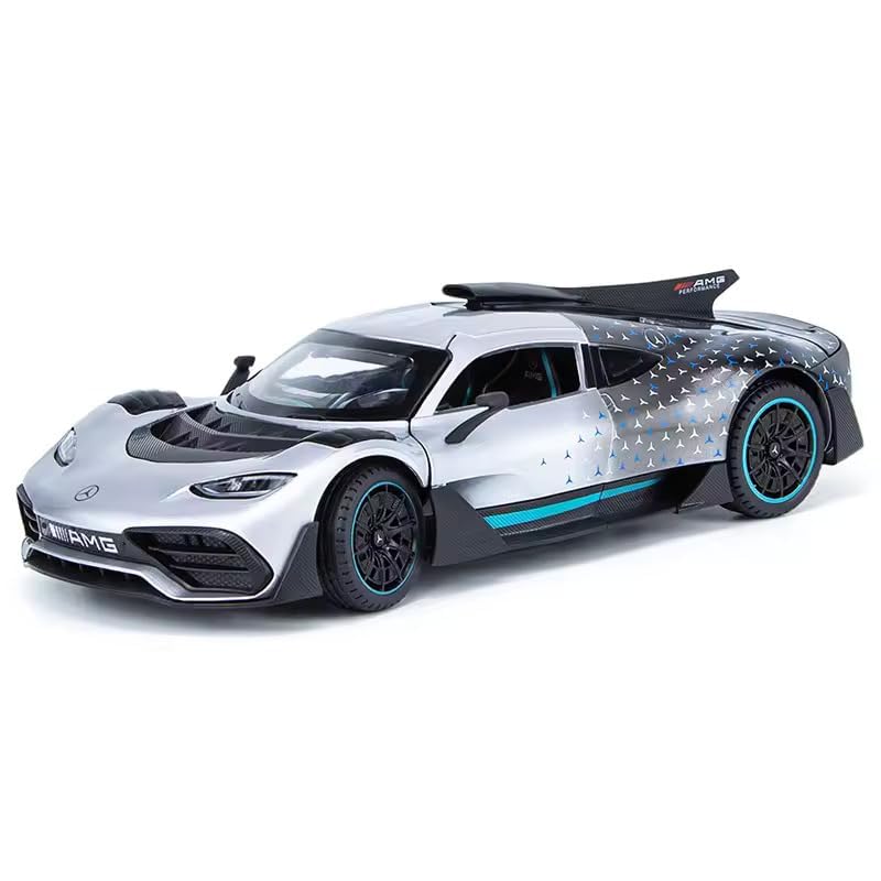 Image of Exclusive Alloy Metal Pull Back Die-Cast Car Diecast Metal Pullback Toy Car with Openable 6 Doors,Light Music Boys Gifts Toys (1:24 Merceedes AMG ONE)