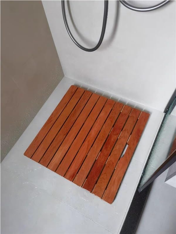Genérico Alfombrilla Cuadrada de Teca para baño, Alfombrilla Grande de Madera Maciza para Ducha/bañera con Patas de Goma Antideslizantes e Impermeables de 20, 24, 28, 32, 36, 40 y 44 pulgad