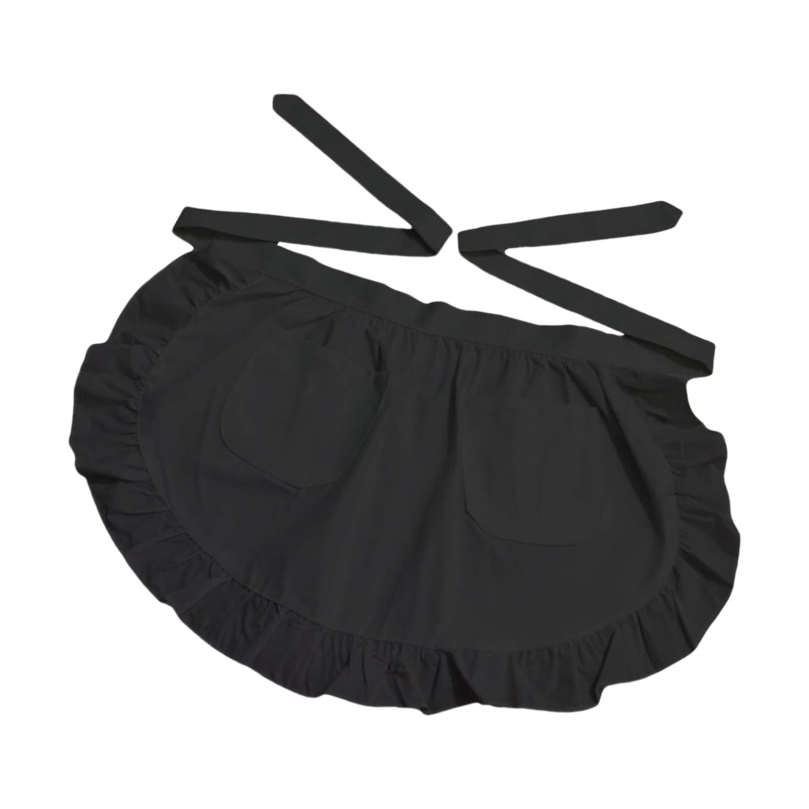 Xjdzineq Color Ruffled Frilly Waist Apron for Women with Pockets Vintage Maid Costume Half for Cooking and Cosplay Cosplay