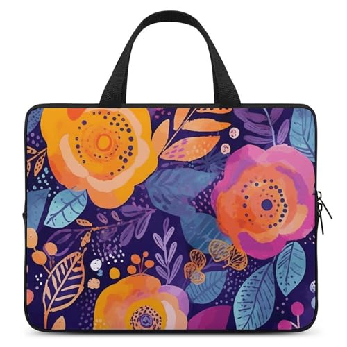 Sacoche ordinateur 13 pouces violette à fleurs bandoulière unisexe