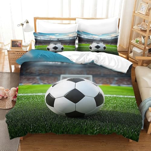 Housse de couette foot 200x200 microfibre avec motif scene de stade